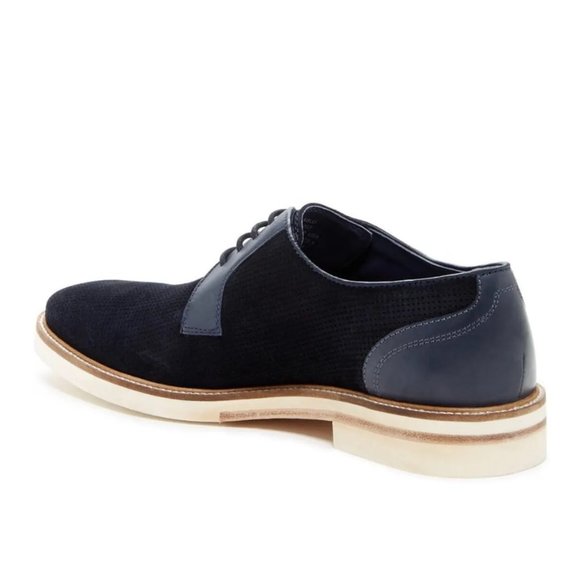 TED BAKER Men\'s Navy Suede Leather SIABLO Perforated Lace-up Oxford Derby Shoes main image 7